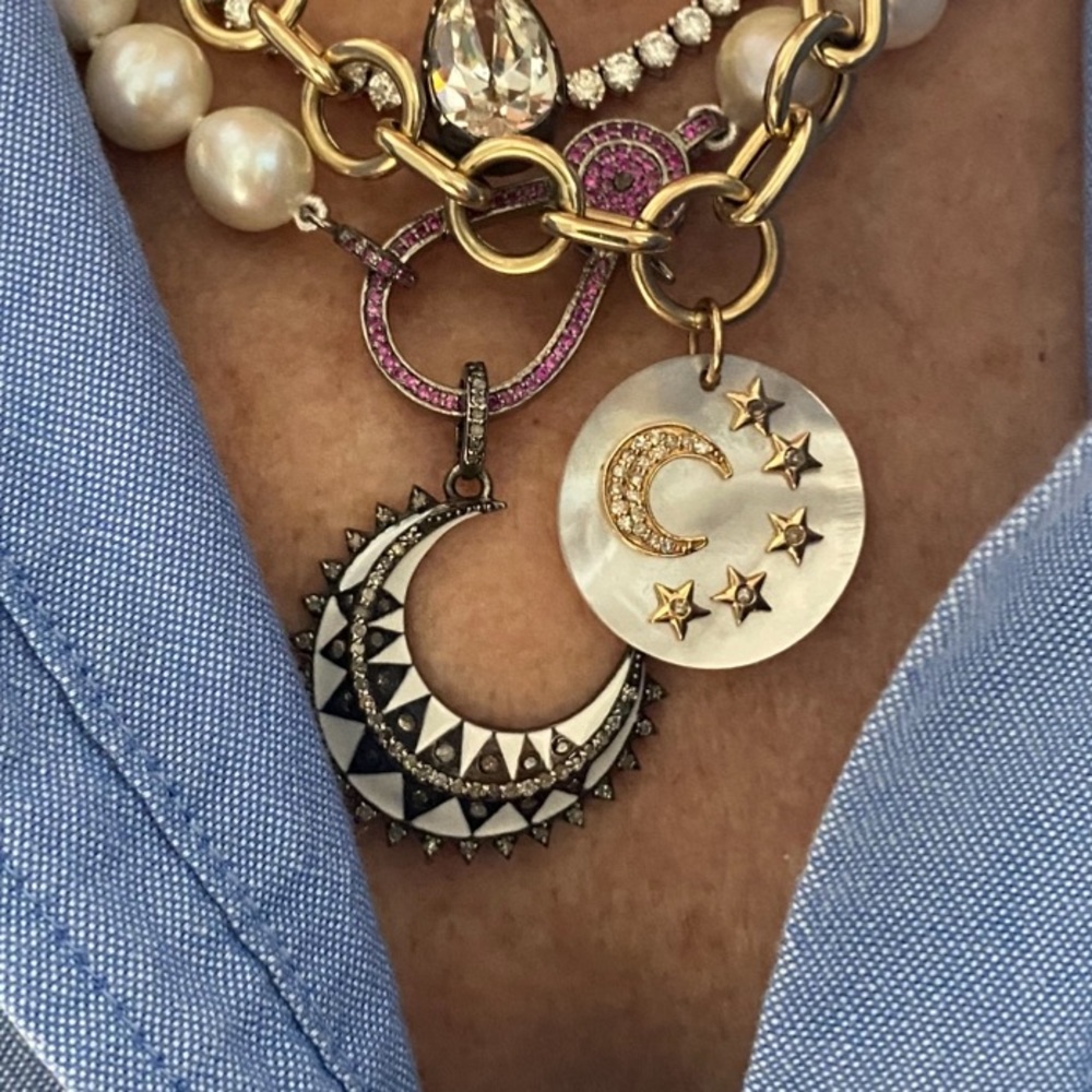 Diamond Sterling Crescent Moon Pendant